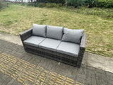 Fimous 3 Seater Rattan Lounge Sofa Patio Outdoor Garden Furniture With Seat And Back Cushion