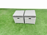 Fimous 10 Seater Garden Furniture Set PE Ratten Garden Sofa Set with Rectangular Dining Table 2 Small Stools Light Grey