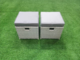 Fimous Outdoor Rattan Sofa Garden Furniture Set with 2 Armchairs Square Coffee Table 2 Small Footstools Light Grey Mixed