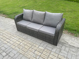 Fimous 11 Seater Rattan Outdoor Furniture Set Patio Garden Sofa Set with Square Coffee Table 3 Seater Sofa Dark Grey Mixed