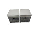 Fimous Garden Rattan Outdoor Furniture Set 8 Seater with Love Sofa 3 Seater Sofa 2 Side Table 3 Stool Dark Grey