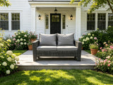 Fimous High Back Rattan 2 Seater Loveseat Sofa Double Seat Patio Outdoor Garden Furniture With Thick Seat And Back Cushion