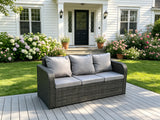 Fimous High Back 3 Seater Rattan Sofa Patio Outdoor Garden Furniture With Cushion