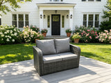 Fimous 2 Seater Curved Arm Rattan Love Sofa Patio Outdoor Garden Furniture With Cushion