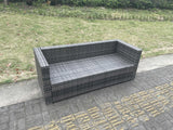 Fimous 3 Seater Rattan Lounge Sofa Patio Outdoor Garden Furniture With Seat And Back Cushion