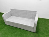 Fimous Outdoor Garden Furniture Sets 6 Seater Wicker Rattan Furniture Sofa Sets with Rectangular Coffee Table high Back Lounge Sofa Light Grey