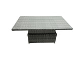 Fimous Rattan Dining Table Sofa Set with Armchair 2 Small Stools Outdoor 9 Seat Garden Furniture Set Dark Grey Mixed