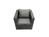Fimous PE Rattan Garden Furniture Set Lounge Sofa Rising Dining Table Set with 2 Side Tables 4 Footstool Dark Grey Mixed