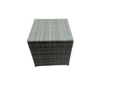 Fimous Rattan Dining Table Sofa Set with Side Table 4 Stools Outdoor 13 Seat Garden Furniture Set Dark Grey Mixed