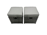 Fimous Rattan Dining Table Sofa Set with 4 Stools Outdoor 13 Seat Garden Furniture Set Dark Grey Mixed