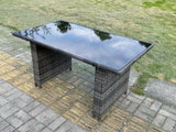 Fimous 4 Seat Rattan Garden Furniture Dining Set Table And Chair Sets PE Wicker Patio Outdoor 4 Chairs Black Tempered Glass Table