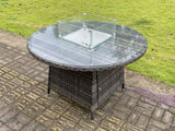 Fimous Rattan Outdoor Garden Furniture Gas Fire Pit Dining Table Gas Heater Burner Reclining Table And Chair Sets 6 Seater Plus Round Table