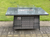 Fimous Outdoor PE Dark Mixed Grey Rattan Propane Butane Gas Fire Pit Dining Rectangular Oblong Table Gas Heater Burner Garden Furniture Accessory