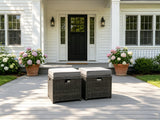 Fimous 2 PC Rattan Small Footstool Outdoor Garden Furniture Patio Furniture Dark Grey Mixed