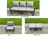 Fimous Aluminum Outdoor Dining Set Patio Dining Furniture Set Includes Adjustable Rising Lifting Dining Table Chairs with 2 Small Footstools
