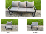 Fimous Aluminium Garden Furniture Sets,7 Seater Outdoor Sofa Dining Set with Adjustable Rising Lifting Dining Table Side Table Cushions for Yard,Poolside, Patio, Dark Grey
