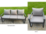 Fimous Garden Aluminium Furniture Set Dark Grey 8 Seater Outdoor Patio Adjustable Rising Lifting Dining Table with 2 Chairs Dark Grey