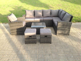 Fimous 9 Seater High Back Rattan Garden Furniture Set Corner Sofa With Square Coffee Table Stools With Chair