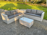 Fimous Light Grey Outdoor Rattan Garden Furniture Set Corner Sofa With 2 Coffee Table