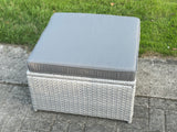 Fimous Light Grey Outdoor Rattan Garden Furniture Set Lounge Sofa Set 2 Coffee Table Big Footstool
