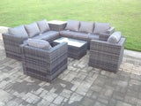Fimous 8 Seater PE Wicker Outdoor Rattan Garden Furniture Sets Lounge Chair 2 Coffee Table