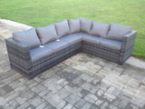 Fimous Rattan Corner Sofa Set Garden Furniture With Coffee Tall Table And Side Table