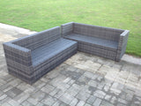 Fimous Rattan Corner Sofa Set Garden Furniture With Chair Coffee Table And Side Table