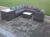 Fimous Rattan Corner Sofa Set Garden Furniture With Chair Coffee Table And Side Table