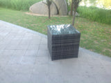 Fimous Grey Rattan Cube Side Table Tea Coffee Table Outdoor Garden Furniture Accessory