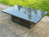Fimous 8 Seat Dark Mixed Grey Rattan Garden Furniture Corner Sofa Set Adjustable Dining Or Coffee Table Right Side