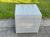Fimous Light Grey Rattan Cube Side Table Tea Coffee Table Outdoor Garden Furniture Accessory With Clear Tempered Glass