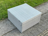 Fimous Light Grey Rattan Square Tea Coffee Table Outdoor Garden Patio Furniture With Clear Tempered Glass