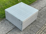 Fimous Light Grey Rattan Square Tea Coffee Table Outdoor Garden Patio Furniture With Clear Tempered Glass