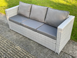 Fimous Light Grey Mixed 3 Seater Lounge Rattan Sofa Patio Conservatory Outdoor Garden Furniture Accessory With Seat And Back Cushion
