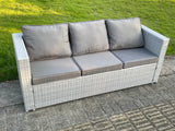 Fimous Light Grey Mixed 3 Seater Lounge Rattan Sofa Patio Conservatory Outdoor Garden Furniture Accessory With Seat And Back Cushion