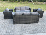 Fimous Outdoor Rattan Garden Furniture Height Adjustable Rising Lifting Table Sets Lounge Chairs Dark Grey 8 Seater