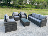 Fimous PE Rattan Garden Furniture Set Adjustable Chair Sofa Double Love Seat 2 Seater Sofa Lounge Set Oblong Coffee Table