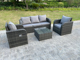 Fimous PE Rattan Garden Furniture Set Adjustable Chair Sofa Lounge Sofa Set Square Coffee Table