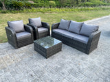 Fimous PE Rattan Garden Furniture Set Adjustable Chair Sofa Lounge Sofa Set Square Coffee Table