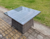 Fimous Wicker PE Outdoor Rattan Garden Furniture Arm Chair And Table Dining Sets 4 Seater Square Dining Table Dark Grey Mixed