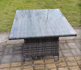 Fimous PE Rattan Outdoor Square Dining Table Garden Furniture Accessory Clear Tempered Glass