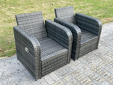 Fimous 2 PC Dark Grey Mixed Curved Rattan Adjustable Reclining Arm Chair Sofa Outdoor Garden Furniture Accesory