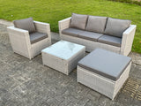 Fimous 5 Seat Light Grey Lounge Outdoor PE Rattan Garden Furniture Set Wicker Sofa Set Square Coffee Table With Armchair