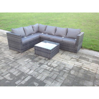 Rattan Corner Sofa Set Square Table Outdoor Garden Furniture In Grey Mix 6 Seater Left Option Grey