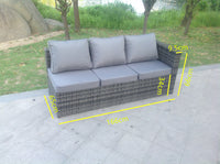 Dark Grey  Mixed Rattan Garden Furniture Corner Sofa Set Oblong Coffee Table Chair Footstools