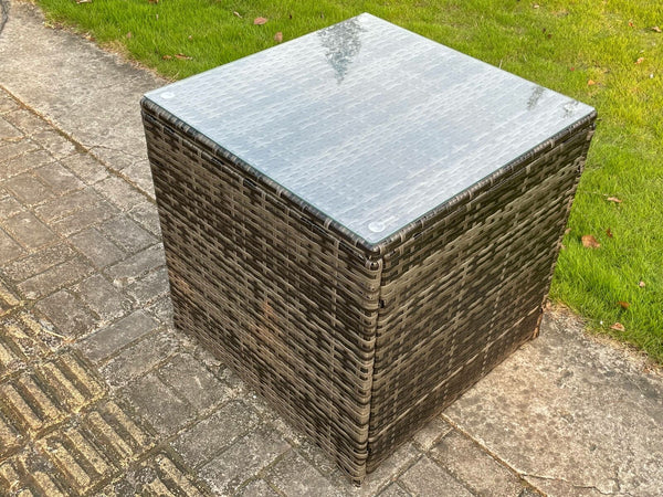 Rattan Coffee Table Cube Side Tea Table  Patio Outdoor Garden Furniture  (Dark Grey&Light Grey)