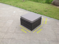 7 Seater Dark Mixed Grey Rattan Corner Sofa Outdoor Garden Furniture With 2 Coffee Table Footstool