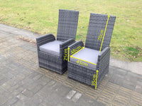 Oblong Reclining Rattan Dining Set Outdoor Garden Furniture Mixed Grey 6 Chairs