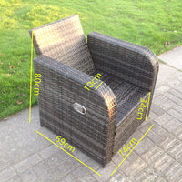 Rattan Garden Furniture Set Lounge Sofa Reclining Chair Loveseat Sofa Footstool Patio Outdoor Dark Grey