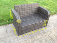 2 Seater Curved Arm Rattan Loveseat Sofa Patio Outdoor Garden Furniture With Cushion